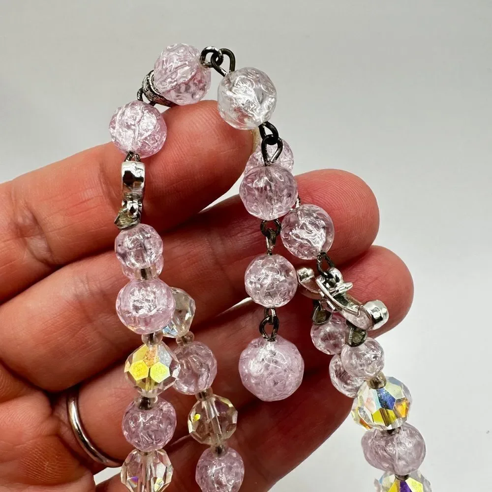 Vintage LAGUNA graduated acrylic and crystal beaded necklace and bracelet‎ set!